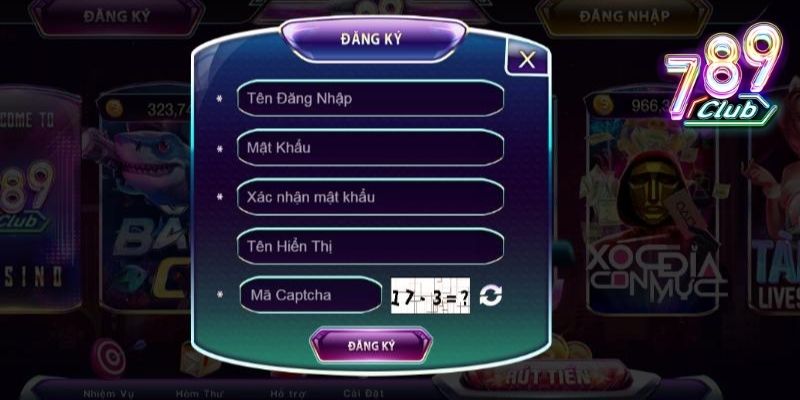 Cách Đăng Ký Tài Khoản 789Club – 5 Bước, KYC & Bonus Tân Thủ 1 Giao diện đăng ký tài khoản 789club